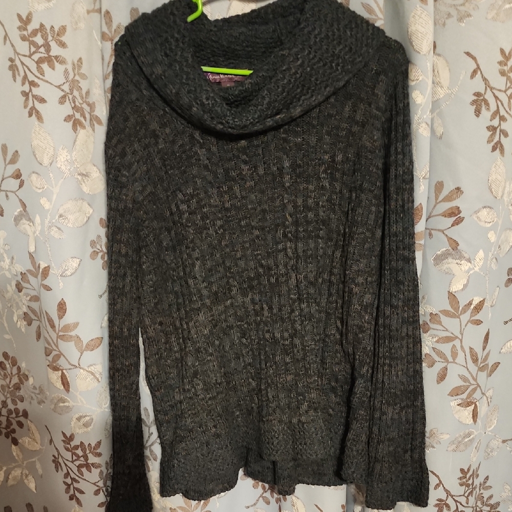 Gloria Vanderbilt Charcoal Cowl Neck Sweater